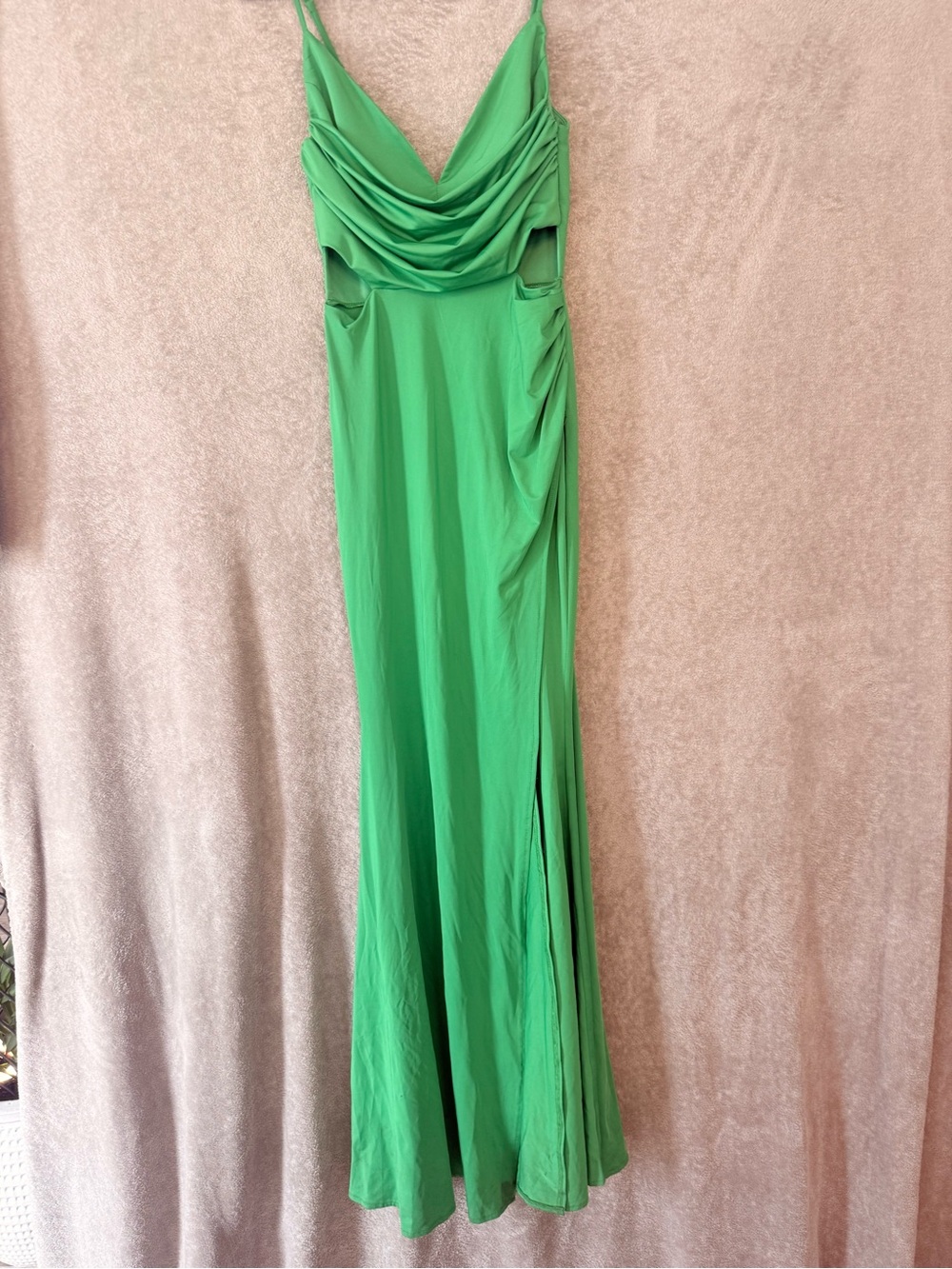 Maniju Green Cowl Neck Cutout Maxi Dress
